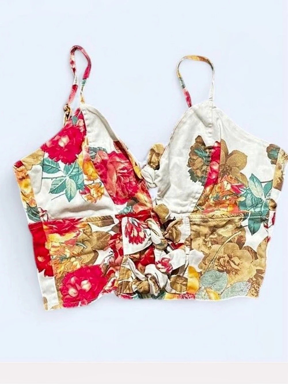 Floral Tie Front Crop Top Like New